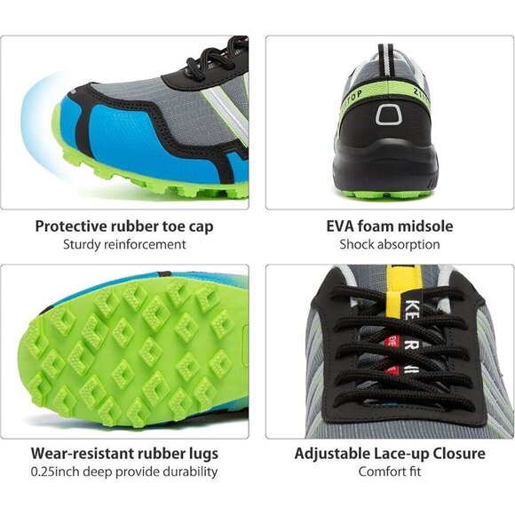 Mens  Green Waterproof Walking Hiking Running Non-Slip All-Terrain Shoes - Picture 2 of 7